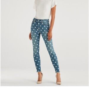 7 For All Mankind Blue Polka Dot Skinny Jeans